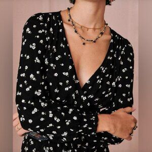 Sezane Abelia Top | Black Floral | Size 4